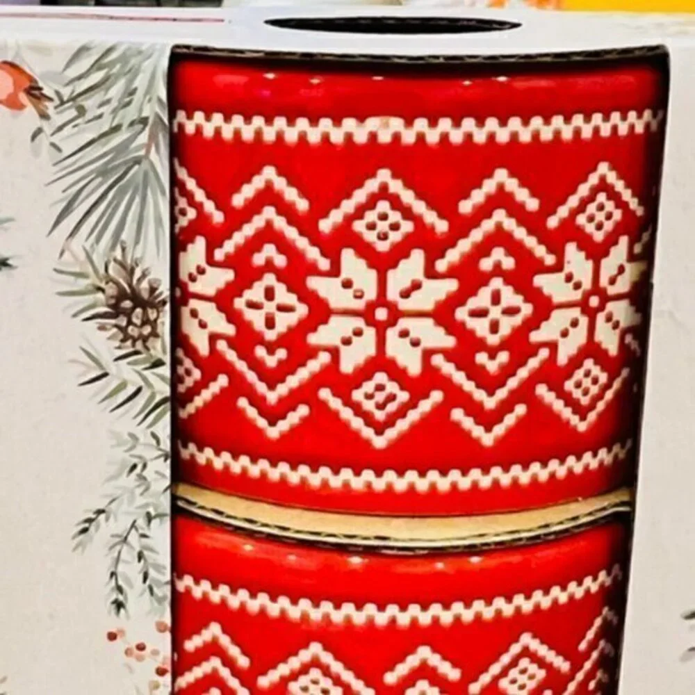 CHRISTMAS SWEATER Ceramic RAMEKINS Set of 4‎ Red CHRISTMAS NEW BAKESHOP GIFT NIB